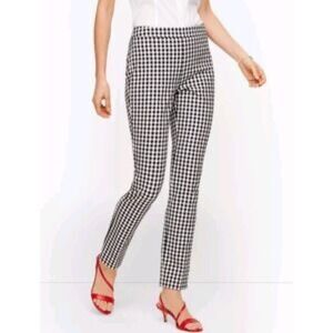 Adrianna Papell Women's Black/White Gingham Crop Ankle Trouser Pants, size 12
